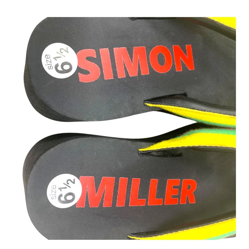 Simon Miller FOAMI Platform Sandals Black/Multi Stripe Thong Size 6.5 EU 36 NEW